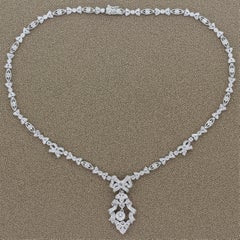 Antique Style Diamond Platinum Filigree Necklace