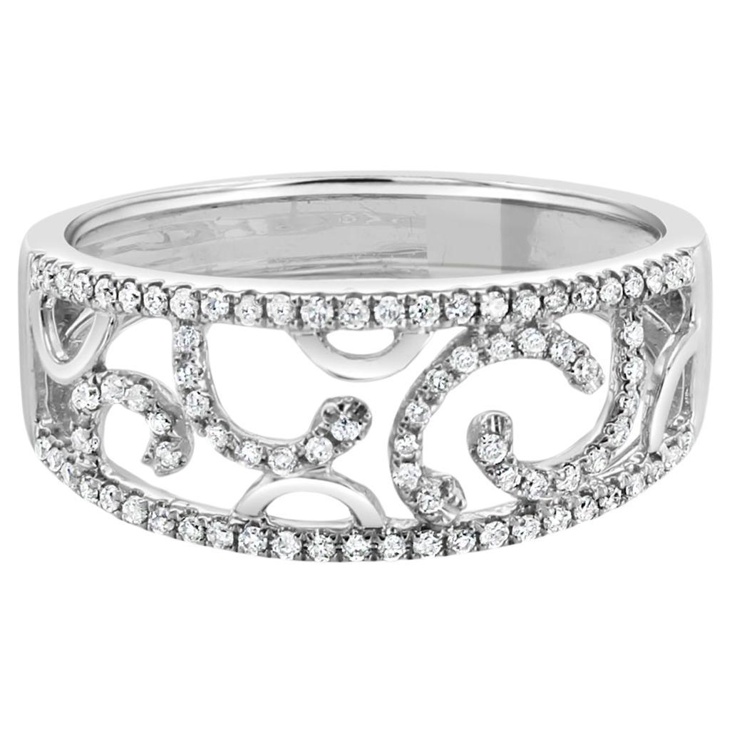 Antique Style Diamond Ring 18k White Gold For Sale