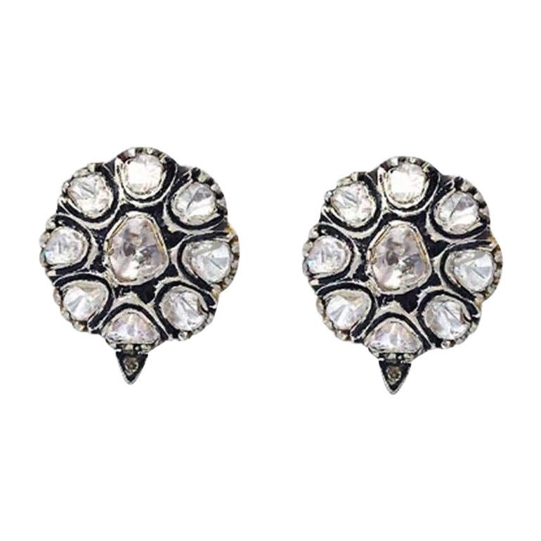Antique Style Diamond Stud Earrings For Sale
