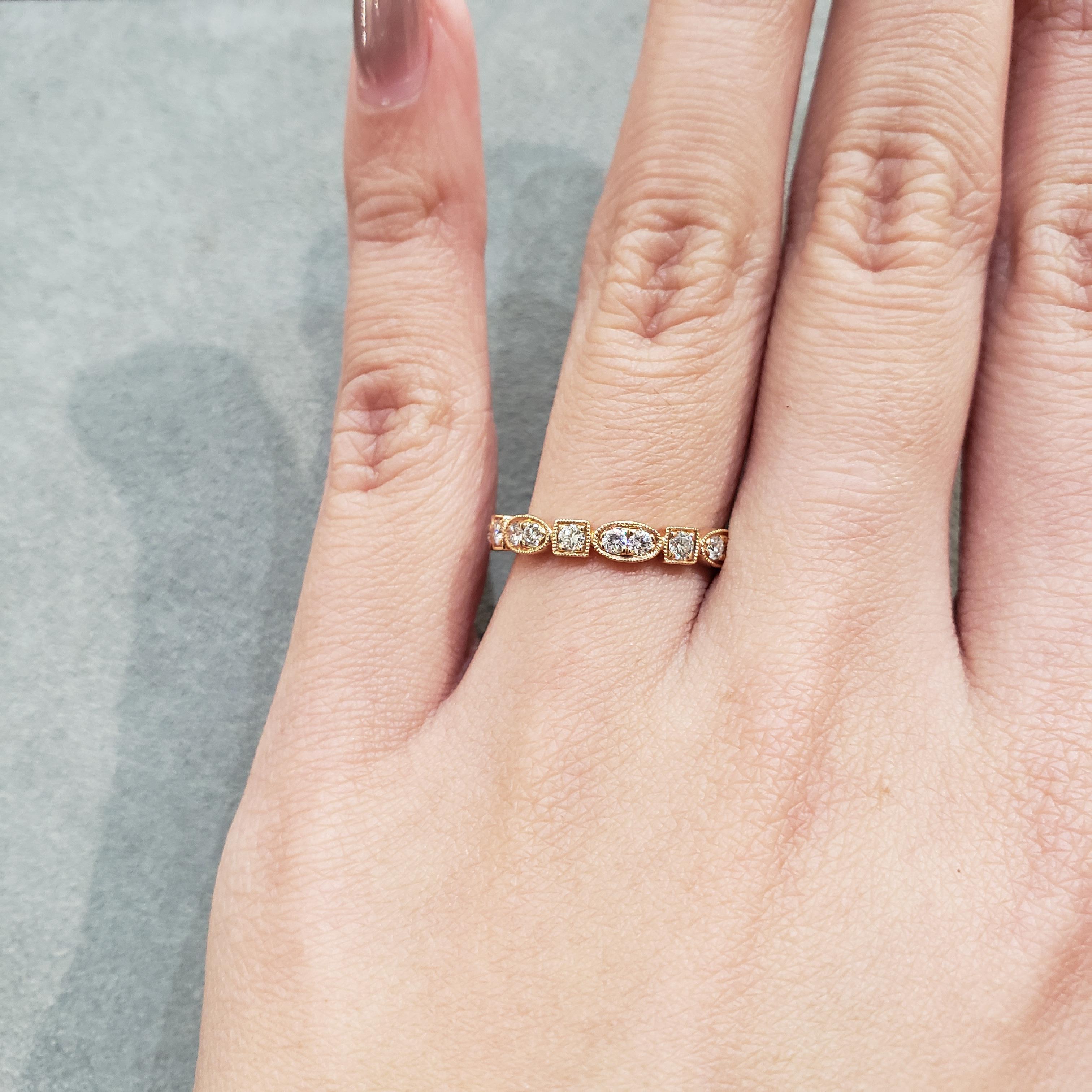Contemporary Roman Malakov 0.31 Carat Diamond Antique Style Wedding Band Ring For Sale
