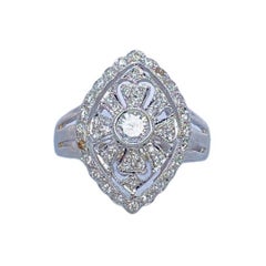 Antique Style Diamond White Gold Ring
