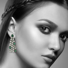 Antique Style Emerald Diamond Earrings