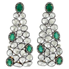 Orecchini con diamante smeraldo in stile antico