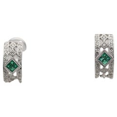 Antike Smaragd-Diamant-Ohrclip-Ohrringe aus Gold