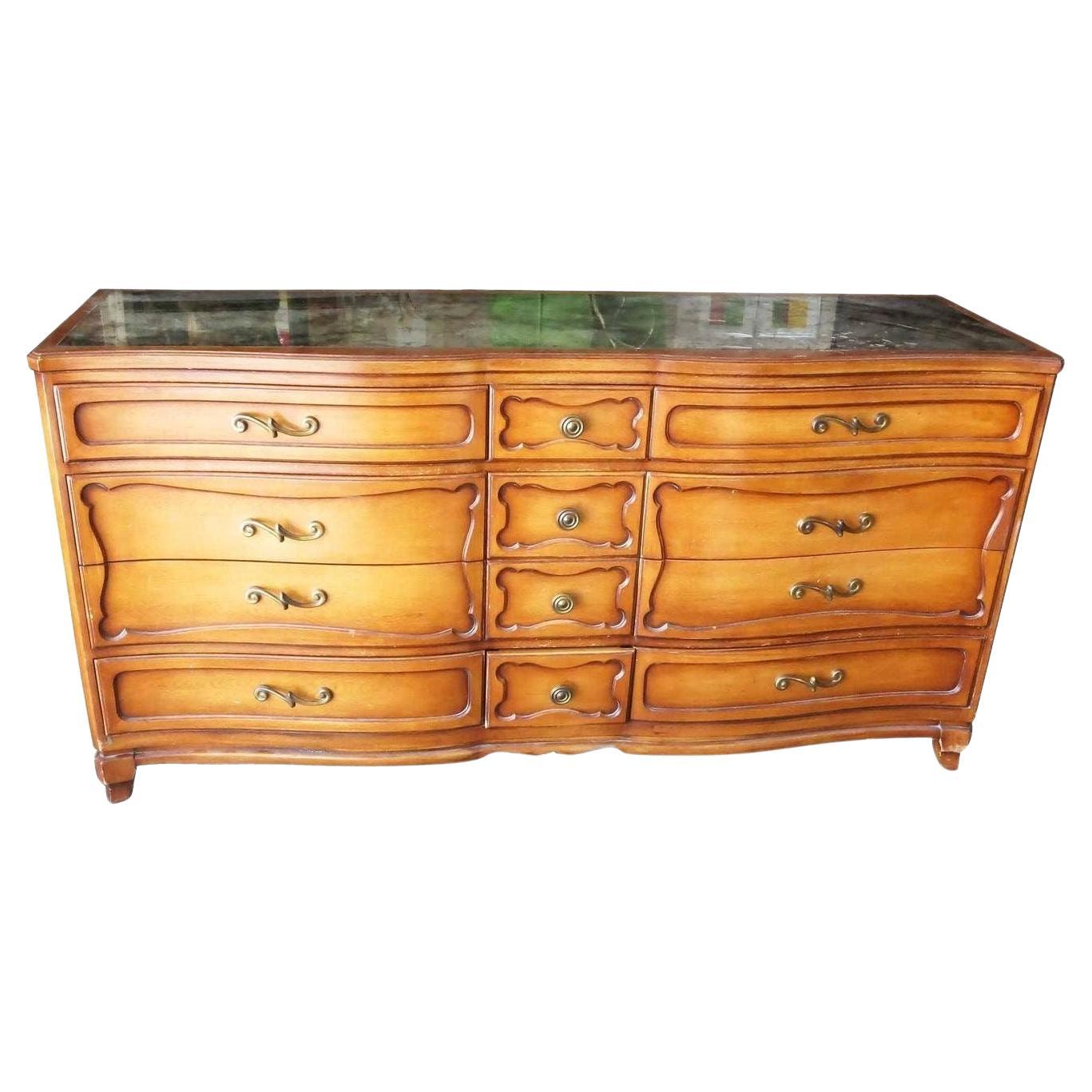 Antique Style French Provincial Dresser Console by RWAY For Sale