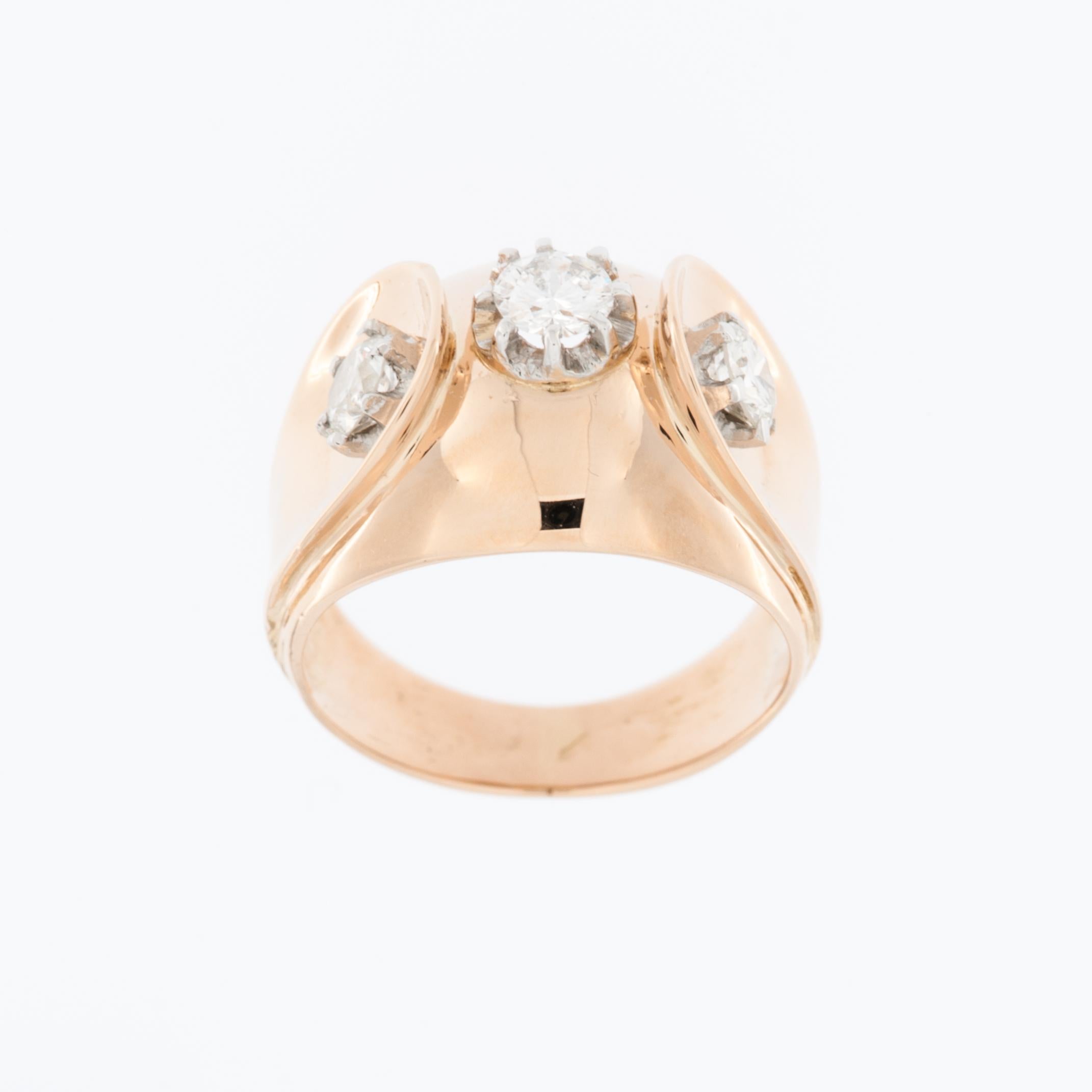 The Antique Style French Rose Gold Ring with Diamonds features a captivating blend of timeless design and luxurious materials. Crafted in the romantic allure of rose gold, this ring exudes a warm and elegant hue that complements various skin