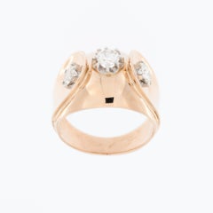 Antique Style French Rose Gold Ring with Diamonds