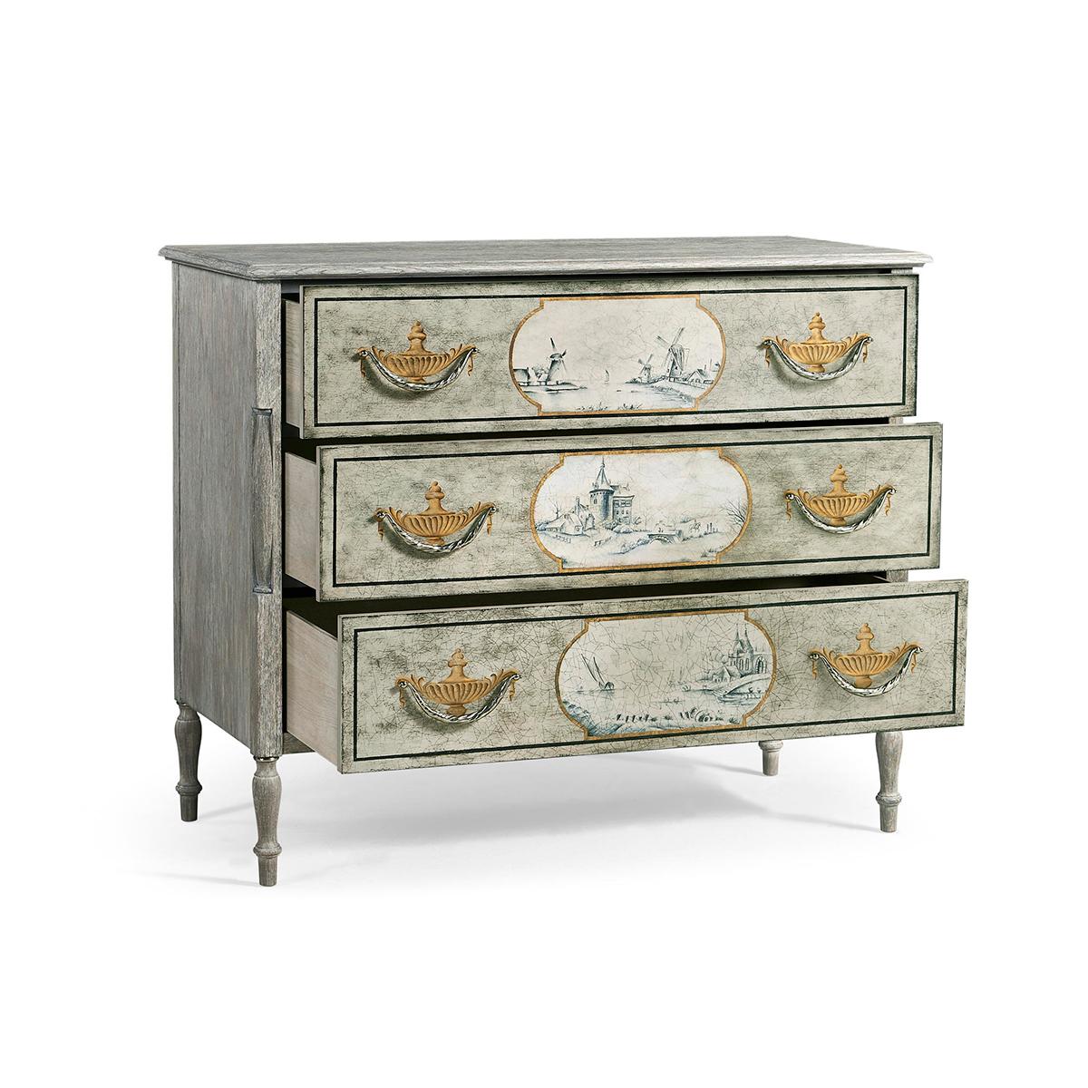 Antique Style Hand Painted Commode For Sale 4