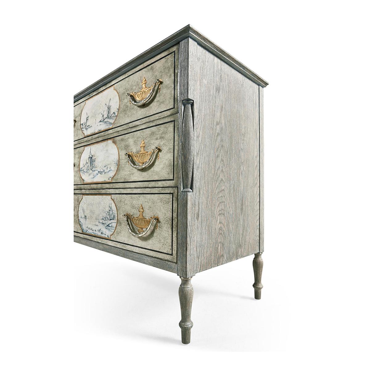 Wood Antique Style Hand Painted Commode For Sale