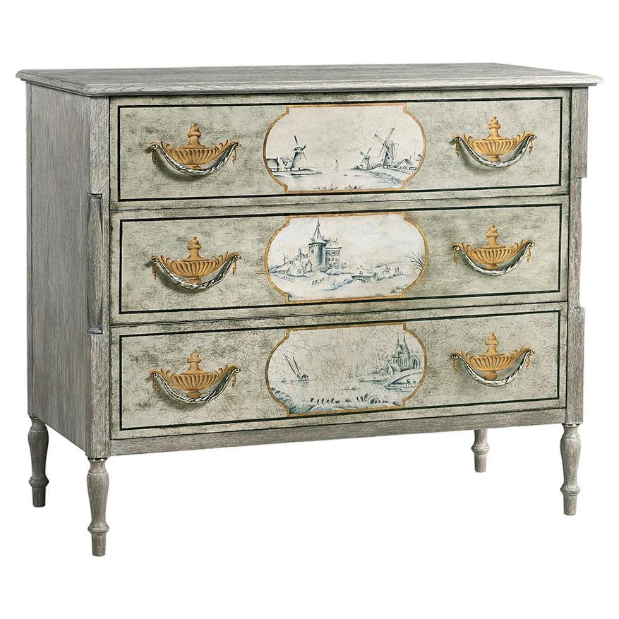 Antique Style Hand Painted Commode For Sale