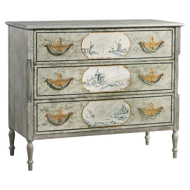 Antique Style Hand Painted Commode For Sale at 1stDibs