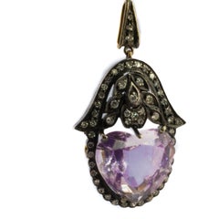 Antique-Style Heart-Shaped Kunzite and Diamond Earrings