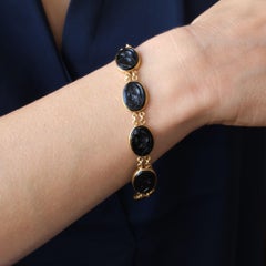 Antique Style Helmeted Warriors Intaglios 14 Karat Yellow Gold Bracelet