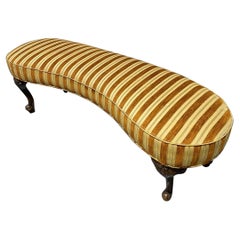 Antique Style Kidney Shaped Walnut Bench