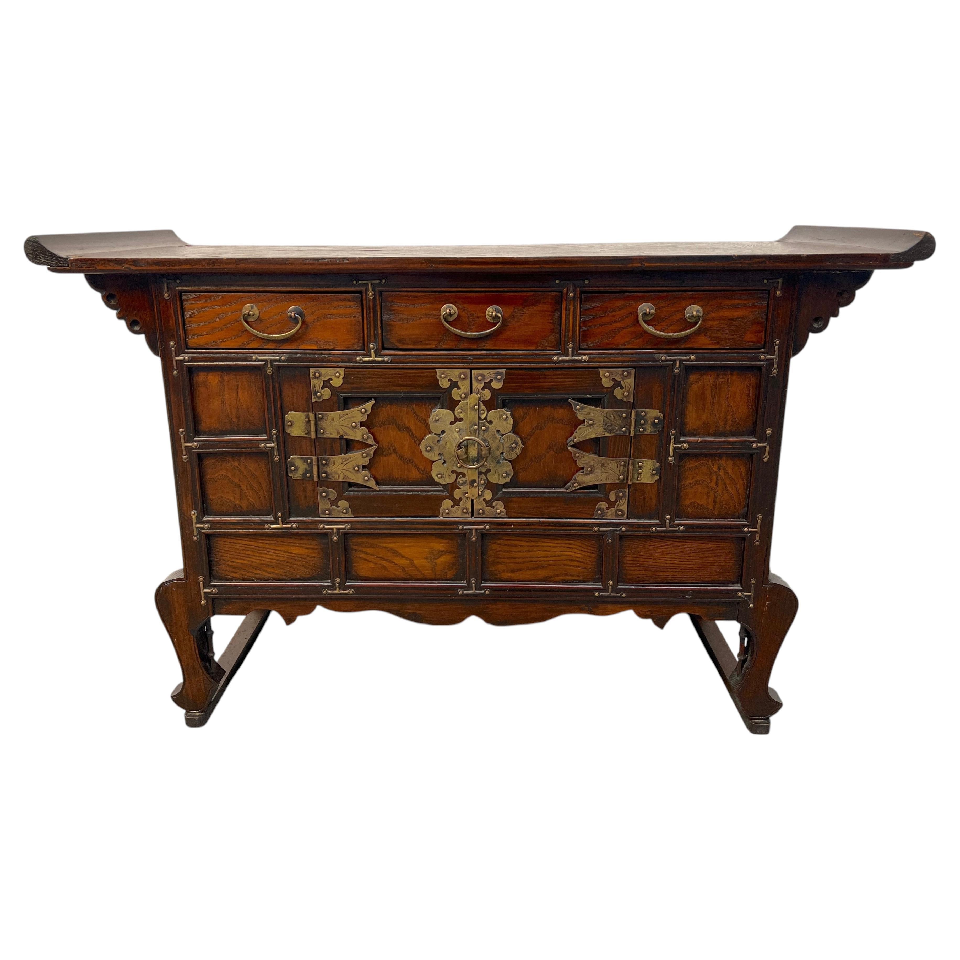 Antique Style Korean Tansu Butterfly Cabinet