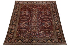 Tappeto persiano Mahal in stile antico in lana annodata a mano a grande scala floreale degli anni '40