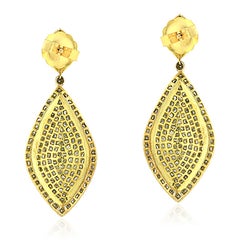 Antique Style Marquise Diamond Drop Earrings in 14KT Gold & Silver