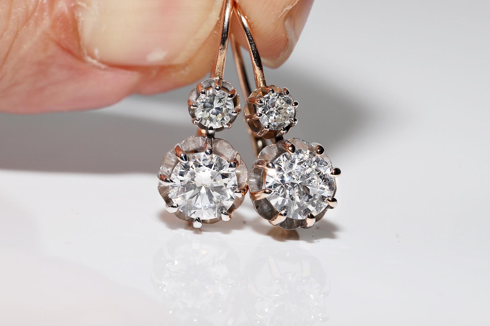 New Made 18k Gold Natural Diamond Decorated Solitaire Earring  In New Condition For Sale In Fatih/İstanbul, 34