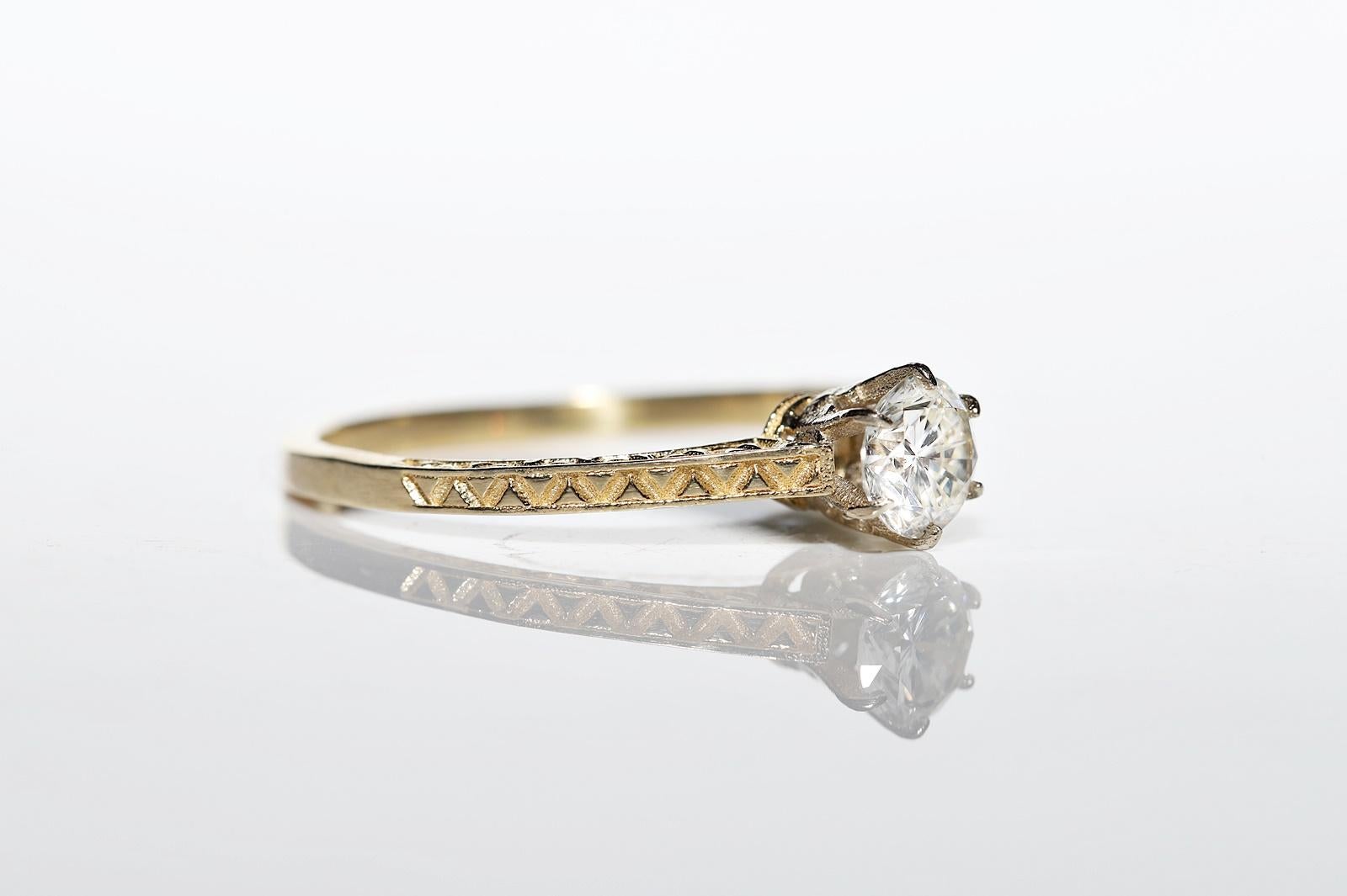 New Made 18k Gold Natural Old Cut Diamond Decorated Solitaire Ring In New Condition For Sale In Fatih/İstanbul, 34