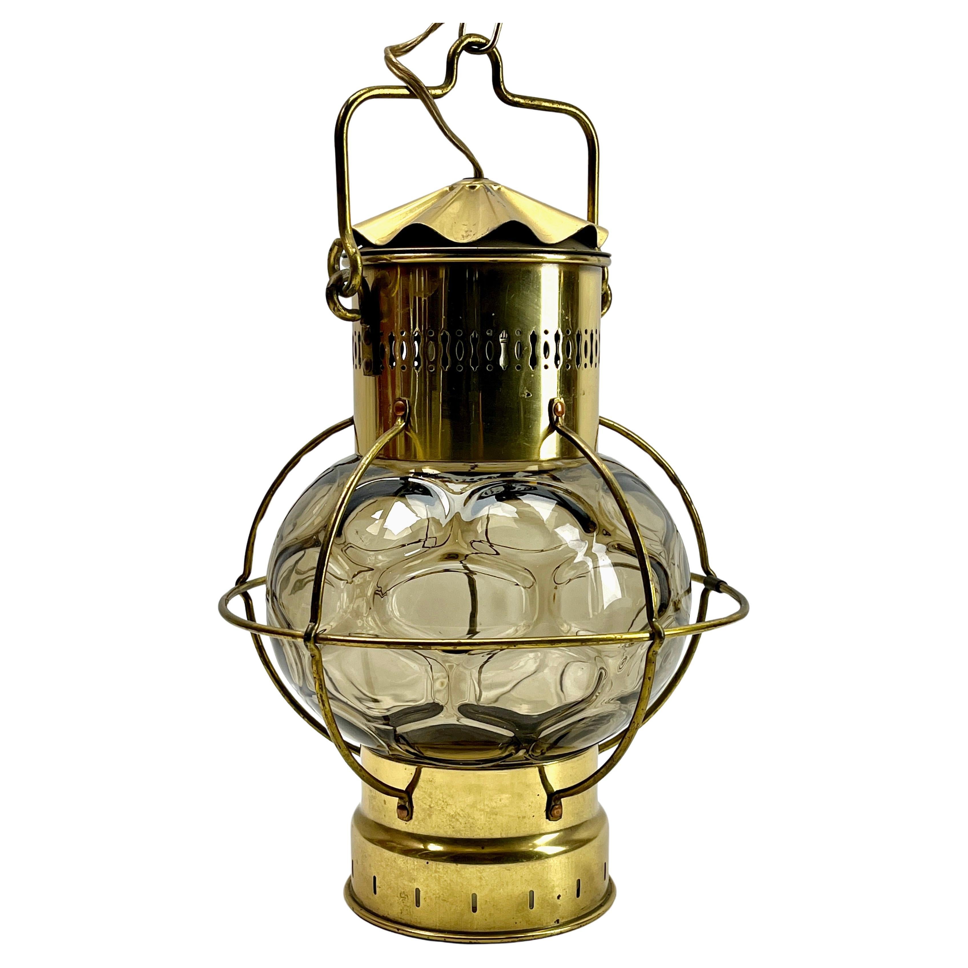 Arts and Crafts Antique Style of Kosmos Brenner Oil Ships Lamp Converted to Electric, 1930s For Sale