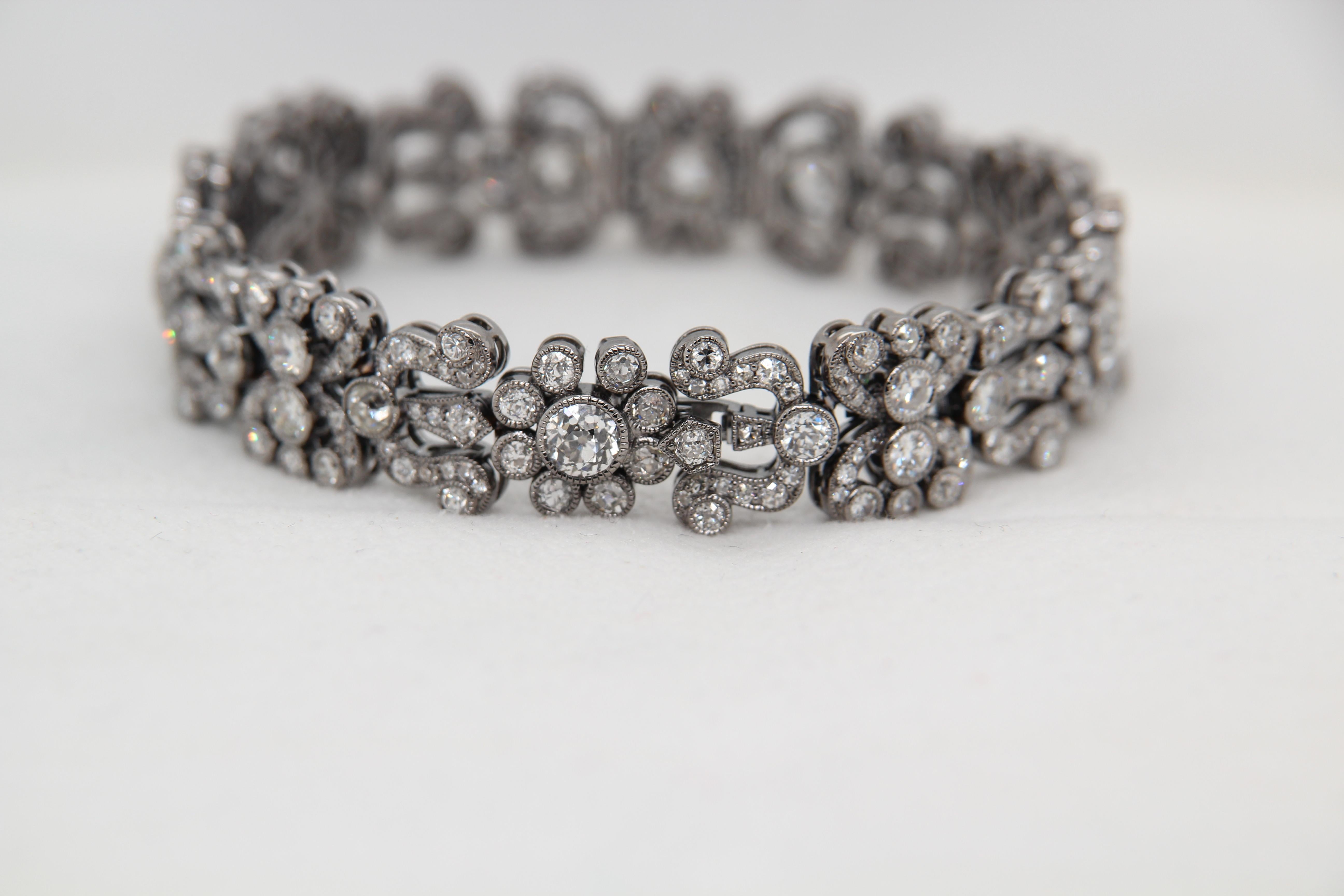 Antique Style Old Cut Bracelet In New Condition For Sale In Bangkok, TH