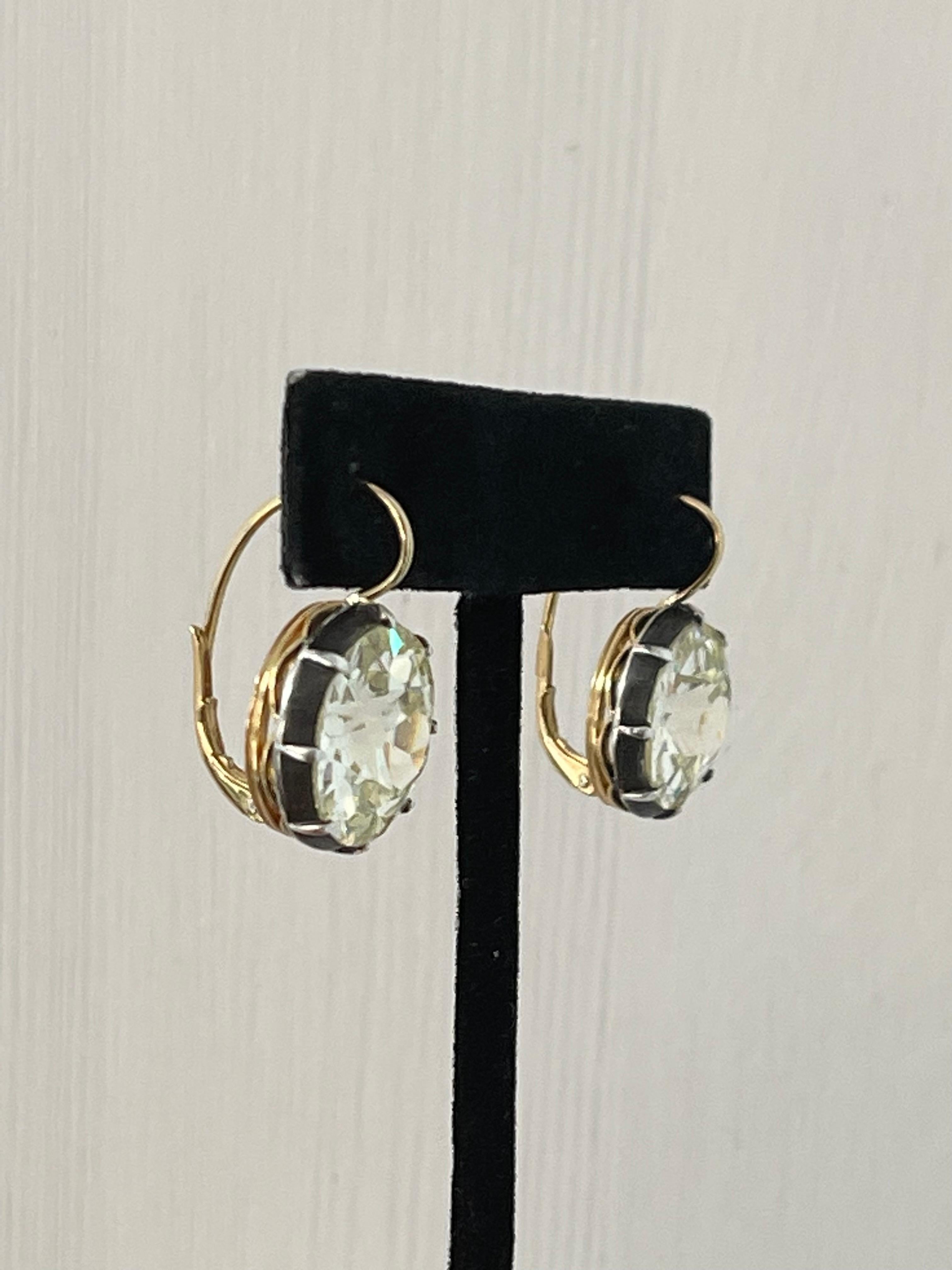 Antique Style Old European Cut Diamond Dangle Earrings In Silver And Yellow Gold 1