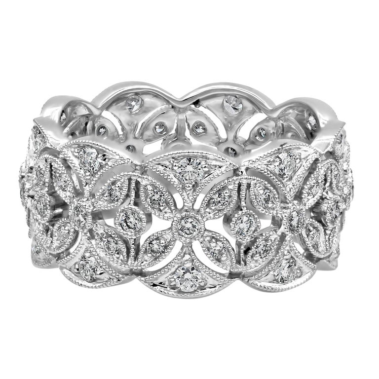 Roman Malakov, Antique-Style Open-Work Round Diamond Fashion Ring For ...
