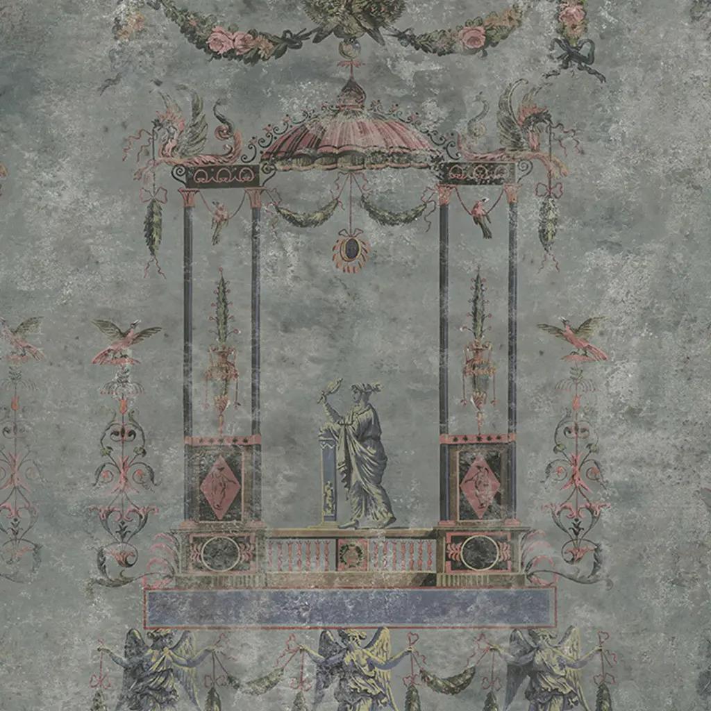 French Antique-Style Panoramic Wall Décor on Canvas, 19th-Century Inspired For Sale