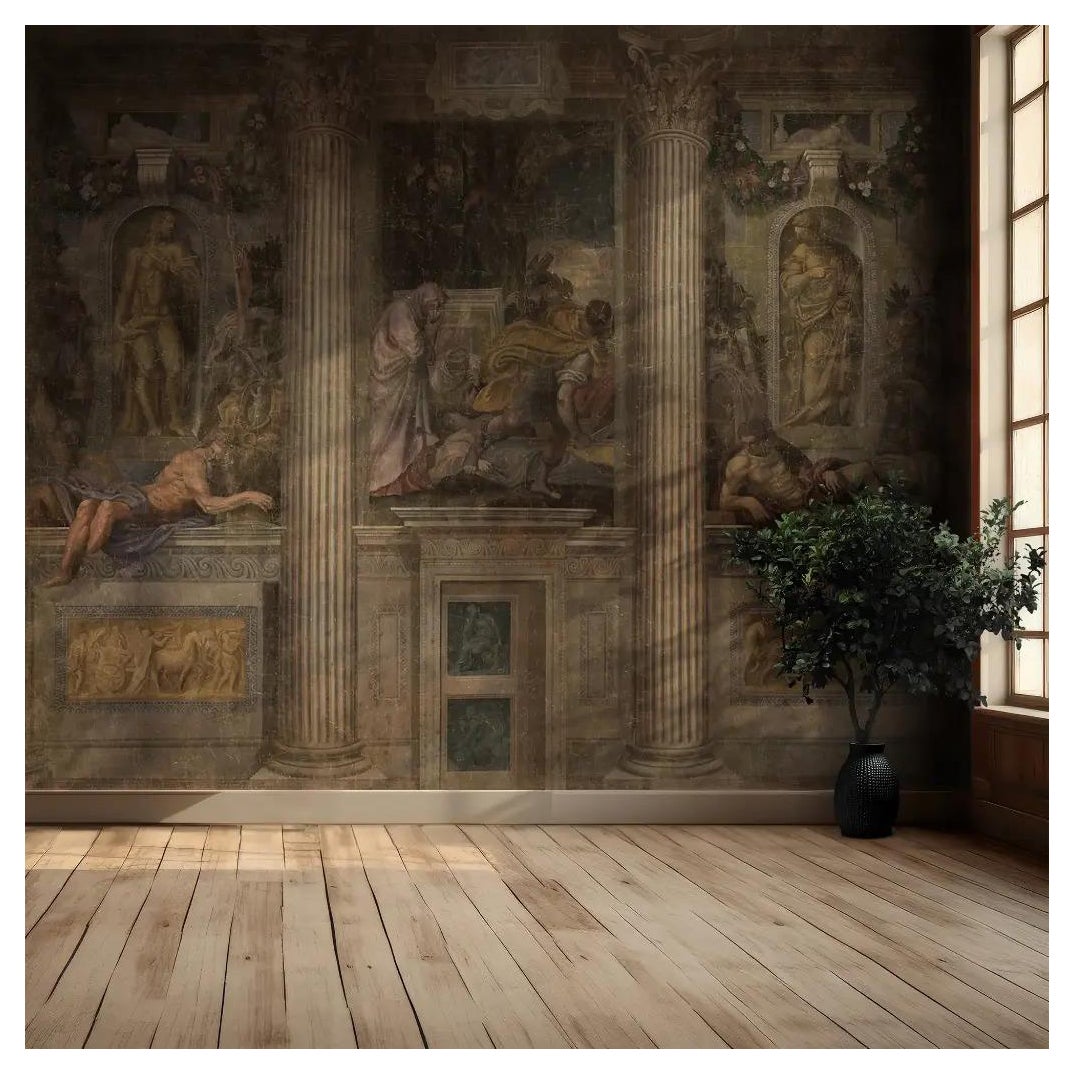 Antique-Style Panoramic Wall Décor on Canvas, 19th-Century Inspired