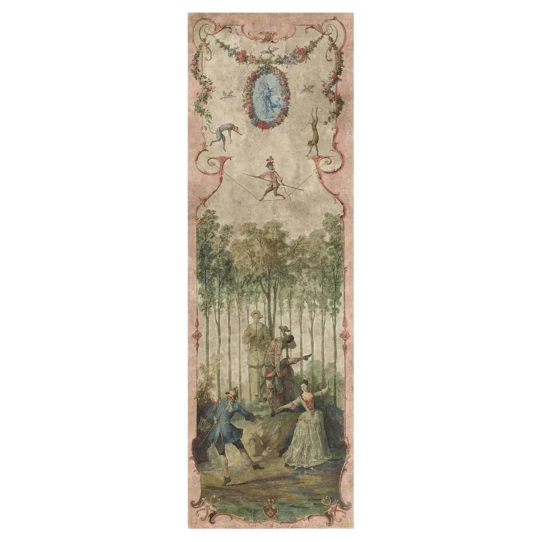 Antique-Style Panoramic Wall Mural on Canvas, 19th-Century Inspired