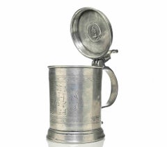 Antique-Style Pewter Tankard with Hinged Lid, Early 20th Century