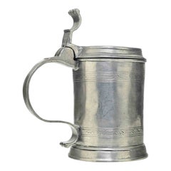 Antique-Style Pewter Tankard with Hinged Lid, Early 20th Century