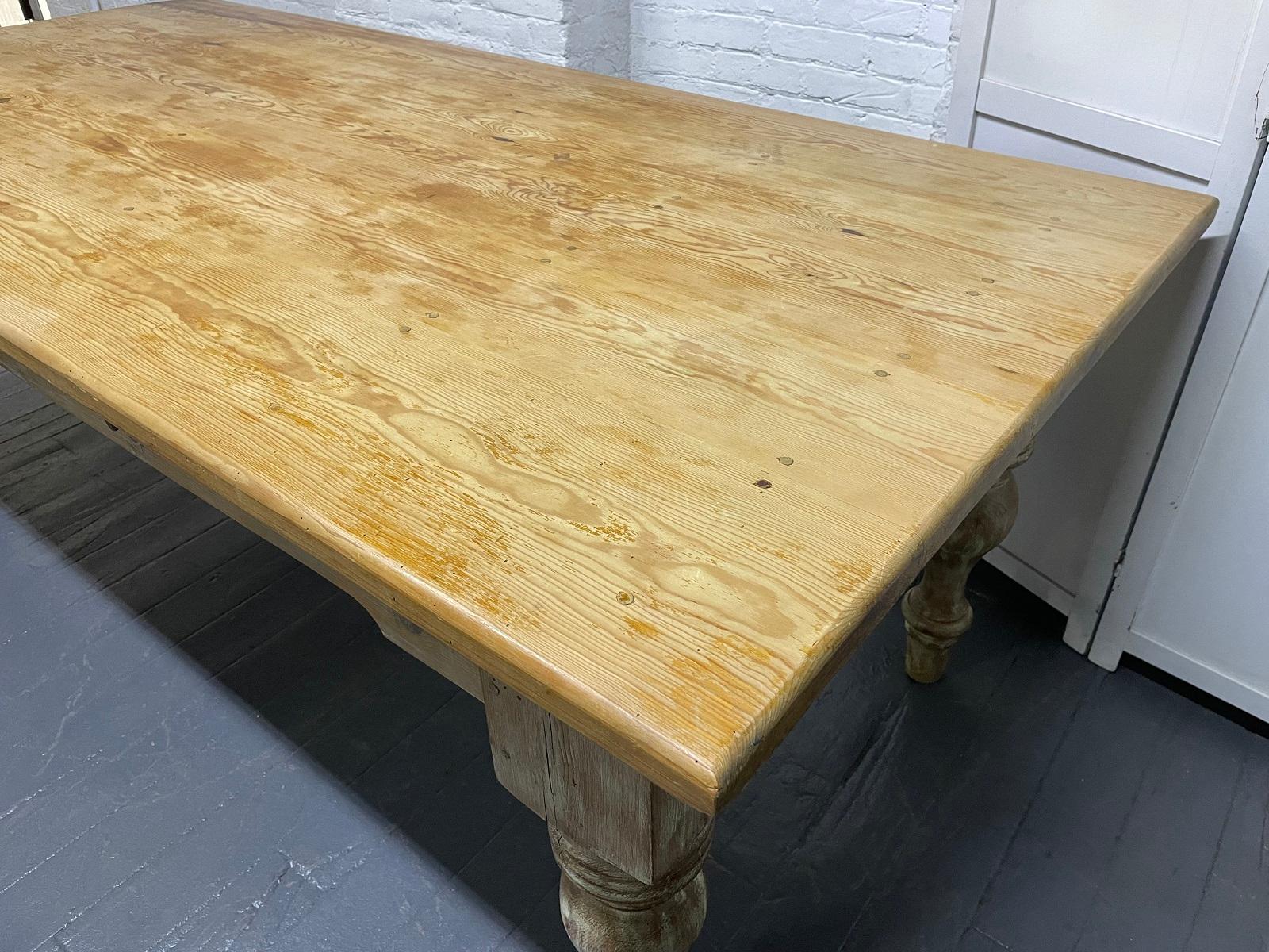 Antique Style Pine Farm Table For Sale 4