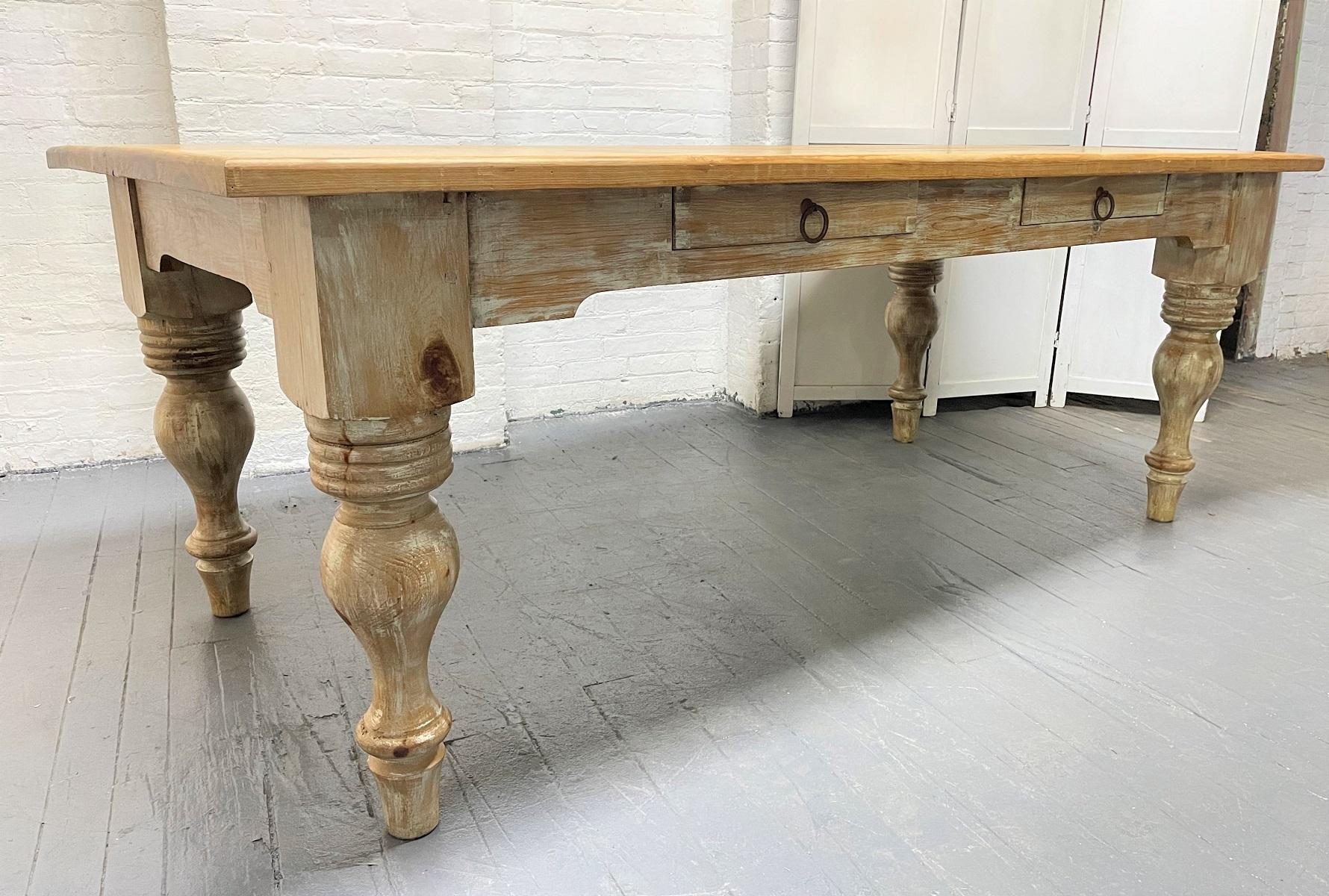 American Antique Style Pine Farm Table For Sale