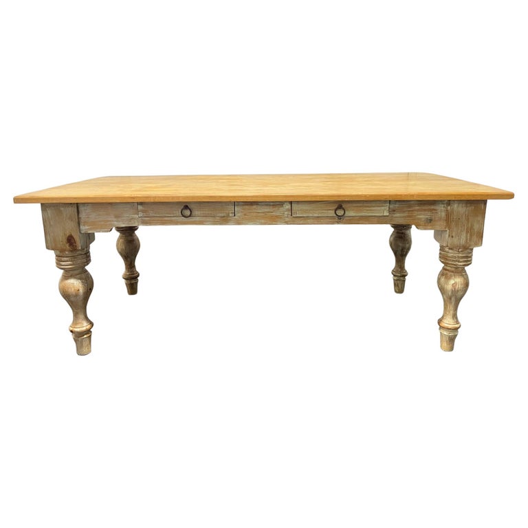 Antique Style Pine Farm Table For Sale at 1stDibs
