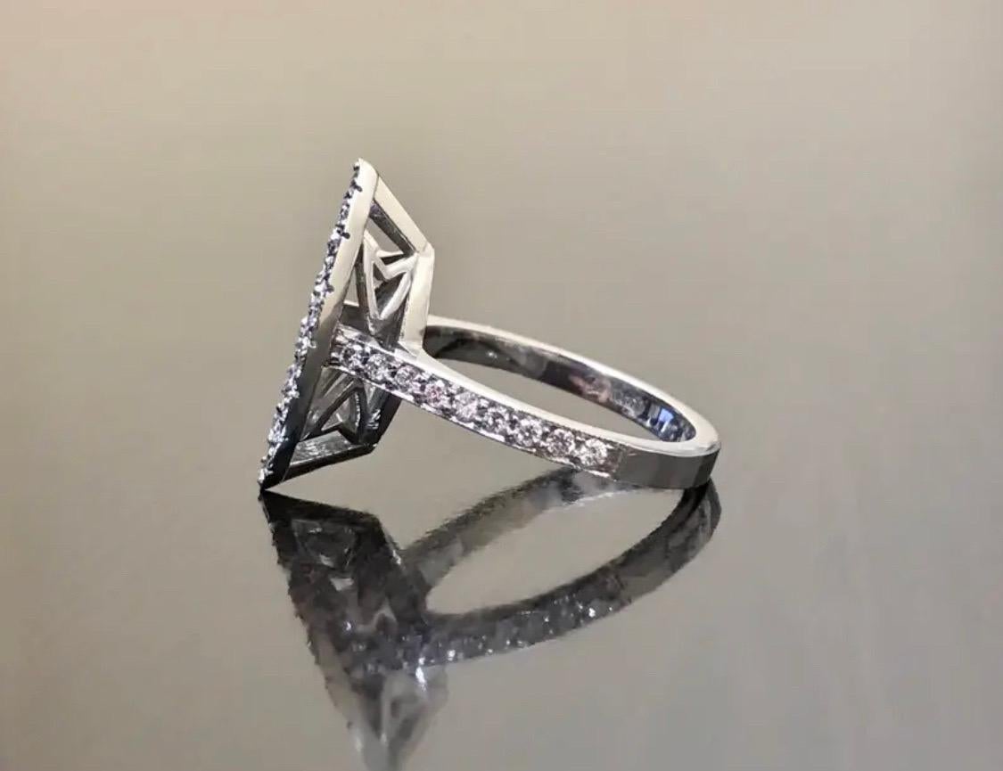 Antique Style Platinum Art Deco Pave Set Diamond Engagement Ring For Sale 6