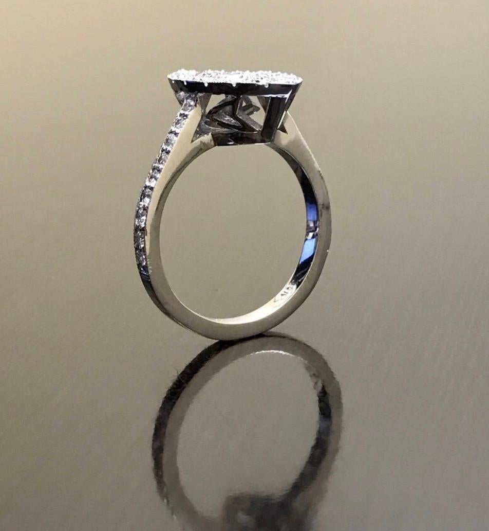 Antique Style Platinum Art Deco Pave Set Diamond Engagement Ring For Sale 1