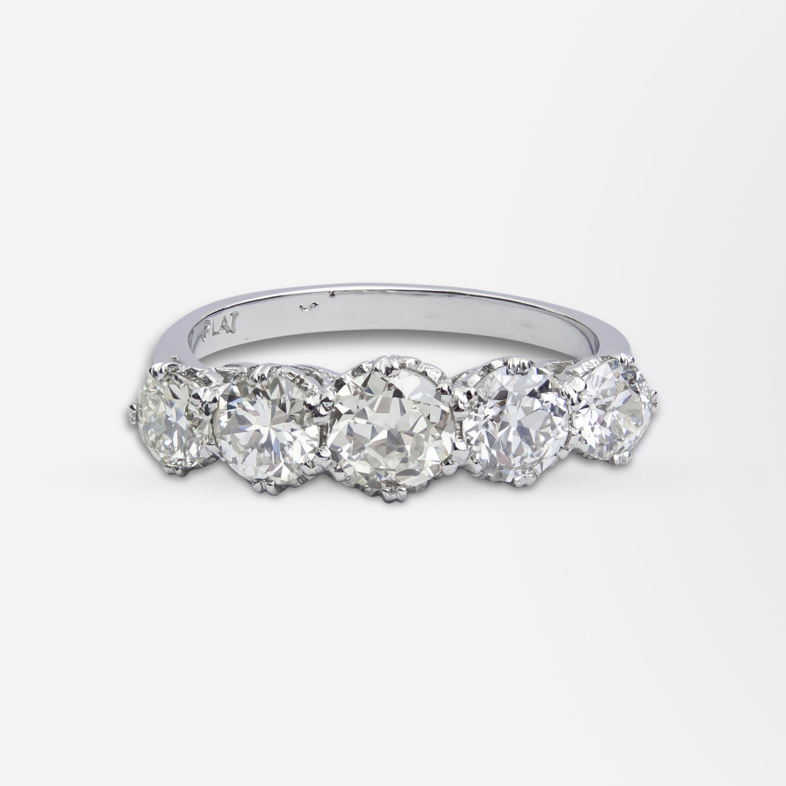 Édouardien Bague de style antique en platine et diamant de taille européenne ancienne en vente