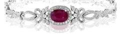 Antique Style Ruby Bracelet 2.75ct Ruby with .78ct of Diamonds in 18 Karat White