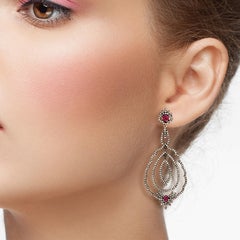 Antique Style Ruby Diamond Earrings