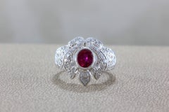 Antique-style Ruby Diamond Platinum Ring