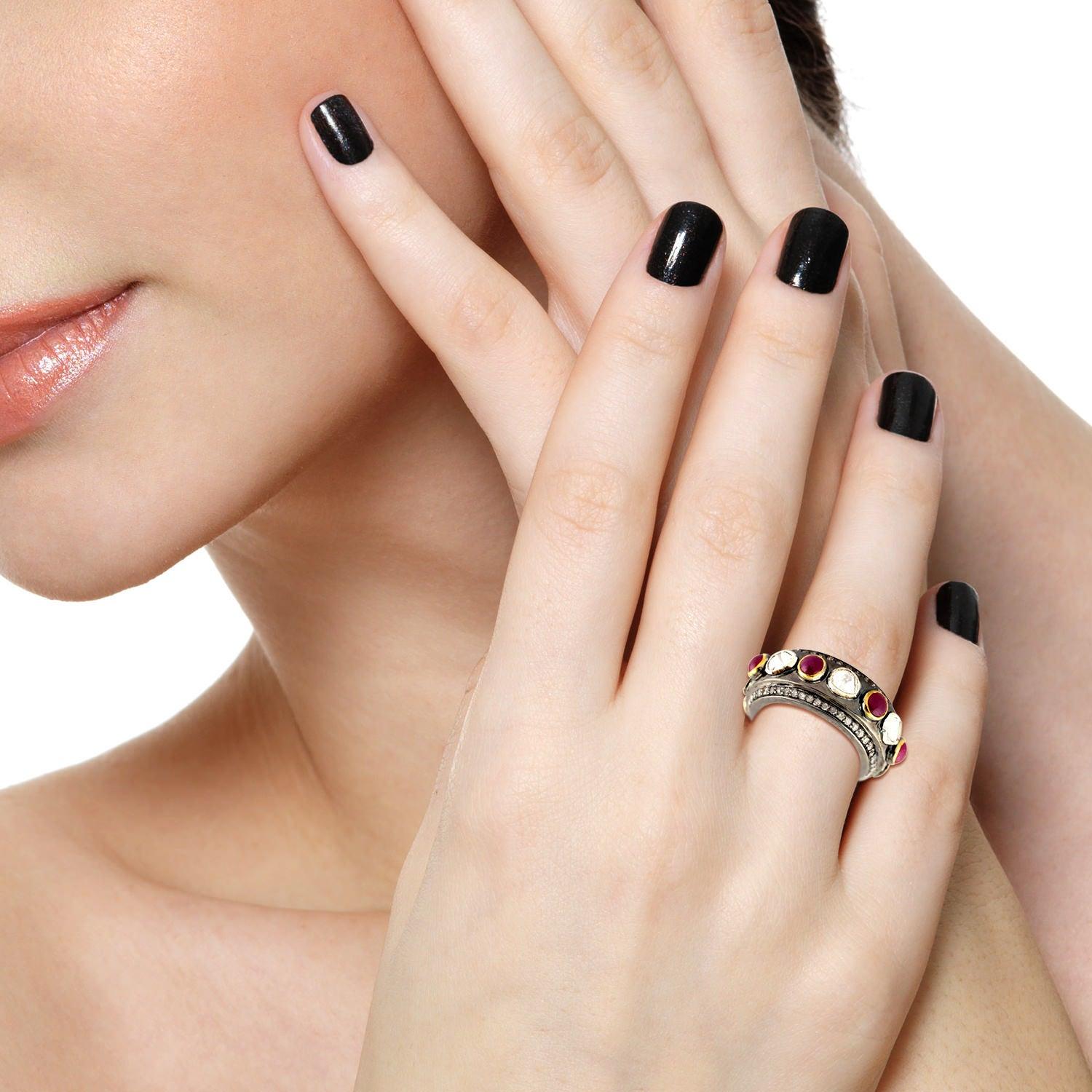 Im Angebot: Antiker Rubin-Diamant-Ring () 3