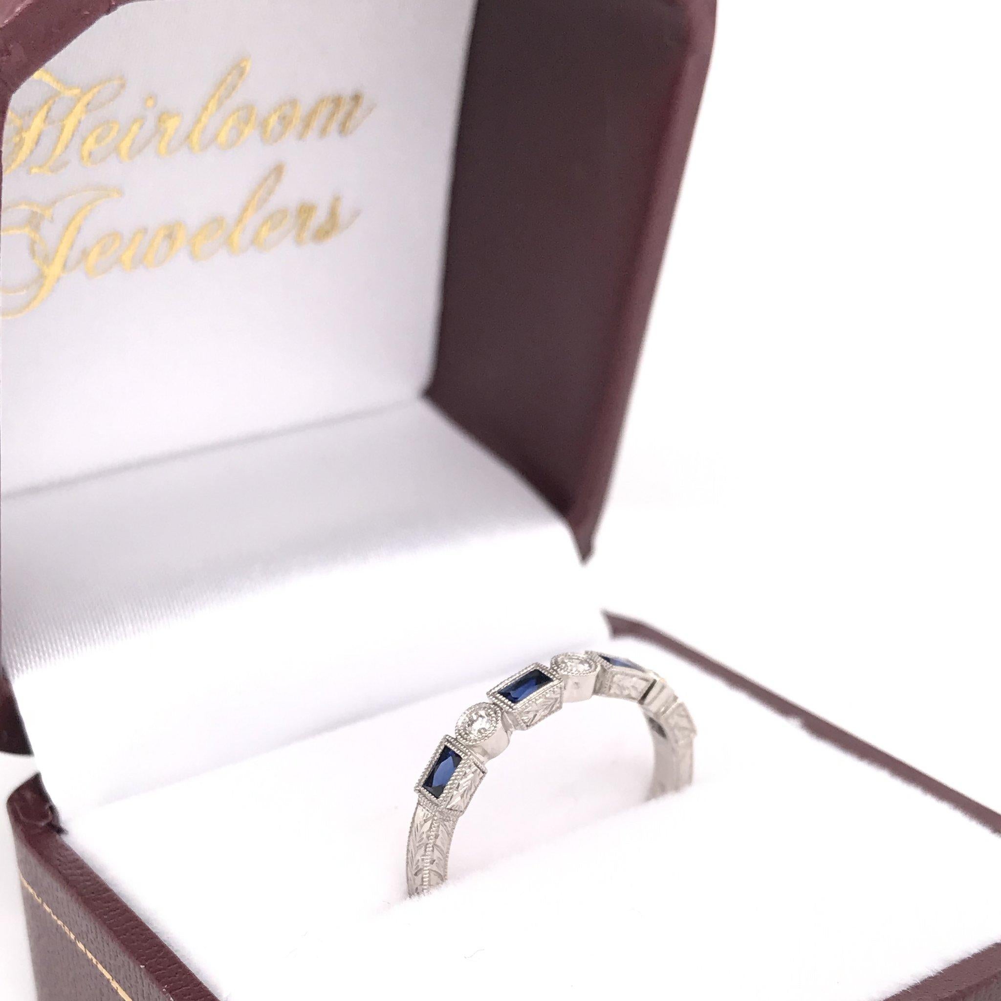Antique Style Sapphire and Diamond Band 4