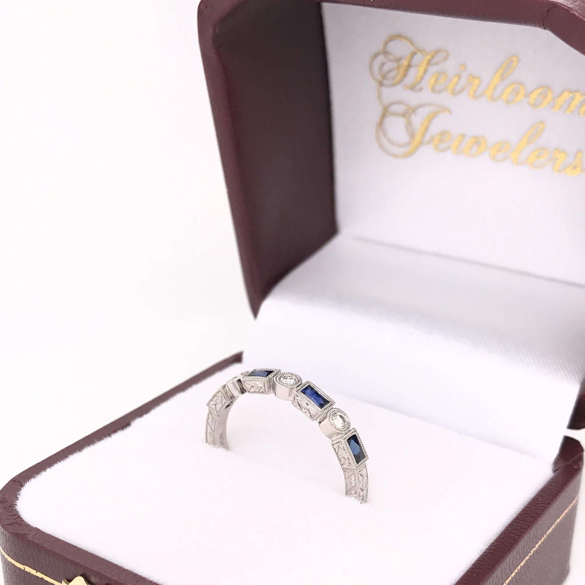 Antique Style Sapphire and Diamond Band 5