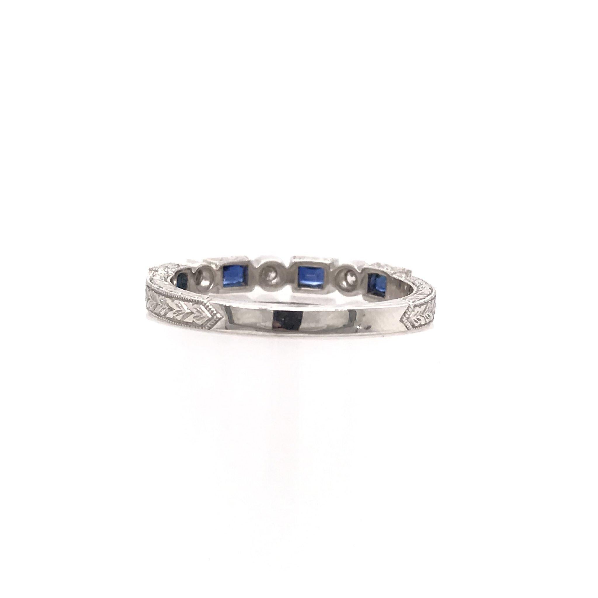 Art Deco Antique Style Sapphire and Diamond Band