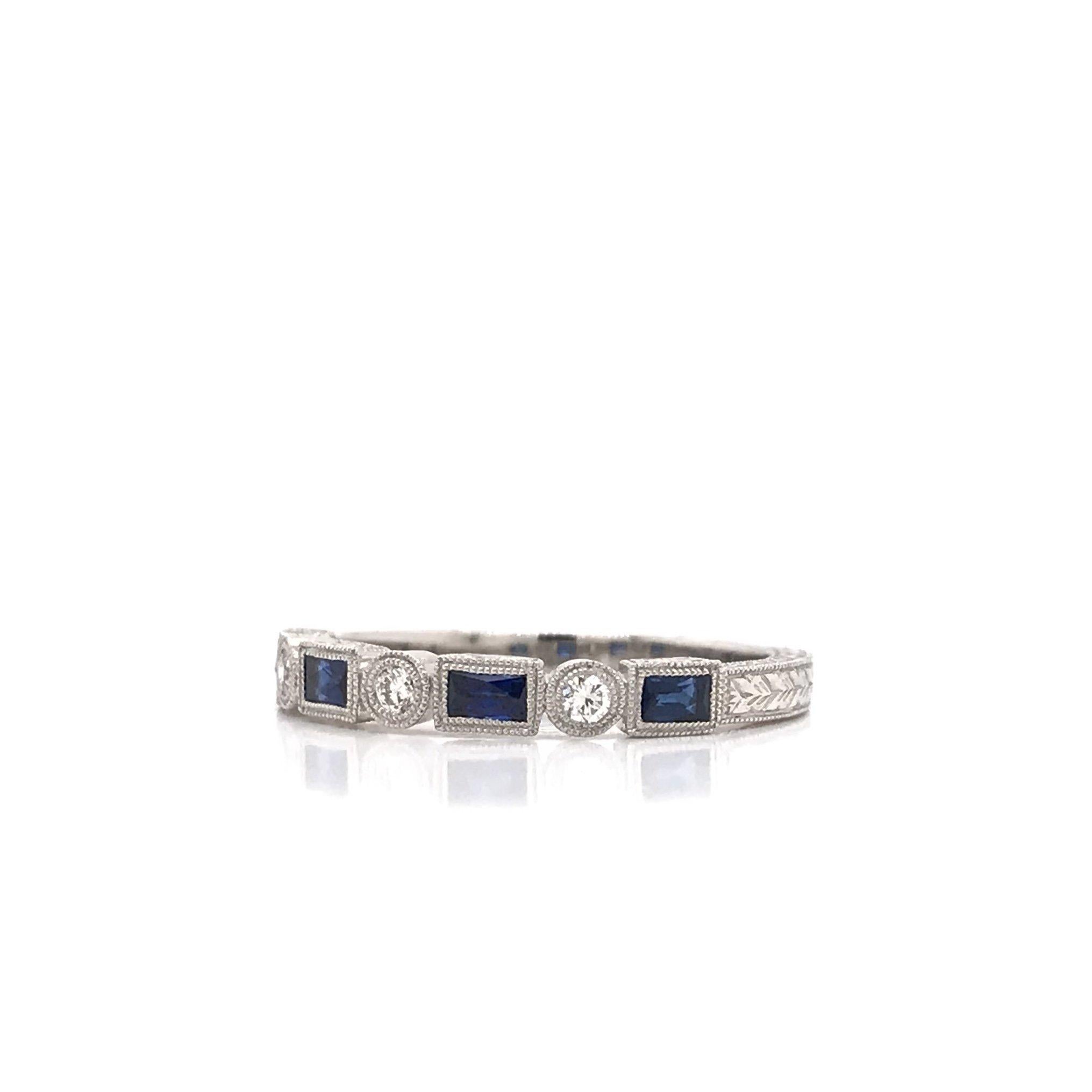 Women's Antique Style Sapphire and Diamond Band