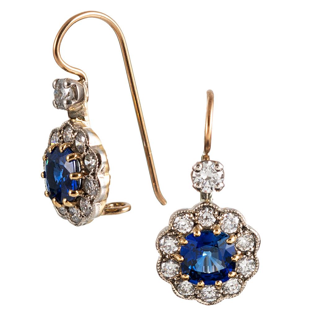 antique sapphire drop earrings