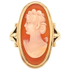 Antique Style Shell Cameo Yellow Gold Ring