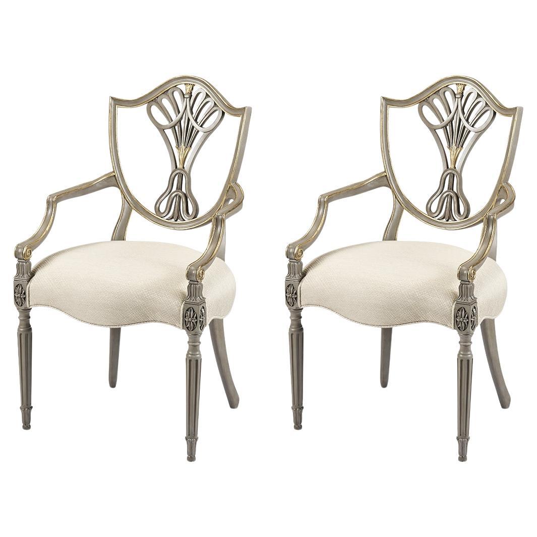 Poltrone da pranzo con schienale a scudo in stile antico (set di 2)