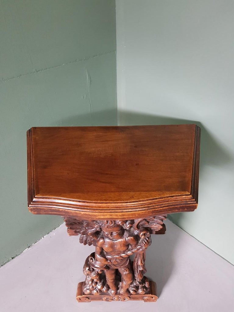 Antique style Small Hall Table with a Carved Angel at 1stDibs